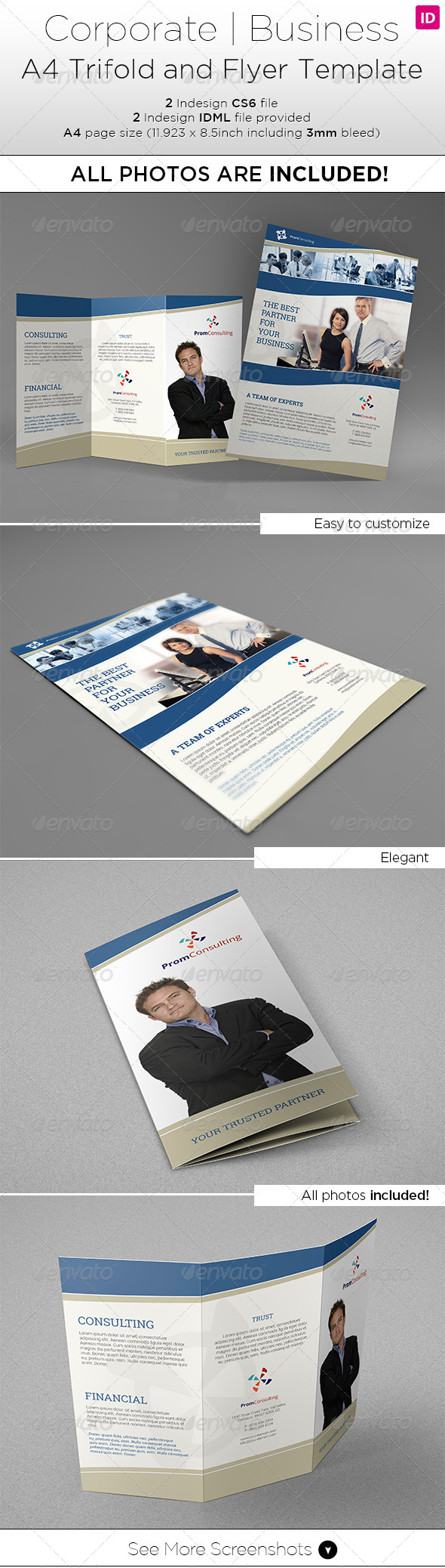 A4 Trifold & Flyer Template - All photos included