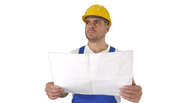 Engineer or Architect or Construction Worker holding blueprint