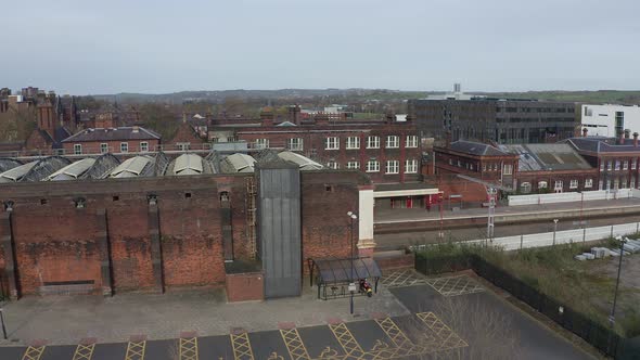 An aerial view of Stoke on Trent train station in the midlands