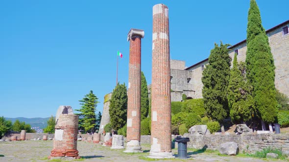 Remains of Roman Forensic Basilica and Castle of San Giusto