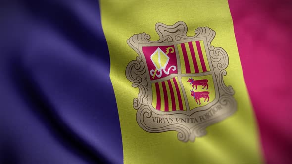 Andorra Flag Textured Waving Close Up Background HD