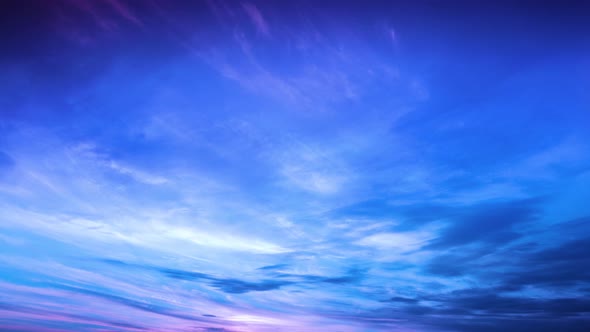 Beautiful Blue Sky Time Lapse with Clouds Background and Sun