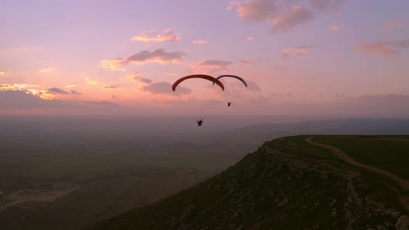 Paragliding in Sunset Cinematic Epic Extreme Sport
