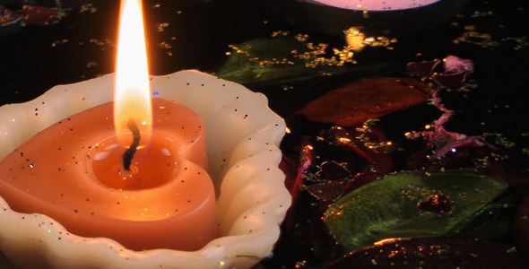 Candles and Dry Leaves on the Water 3