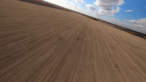 Beautiful Flight on Fpv Drone Over the Field