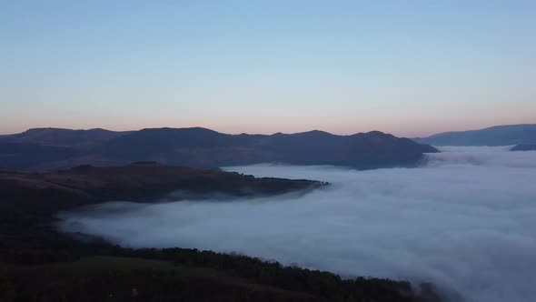 Cloudy Mountain Landscape Aerial View