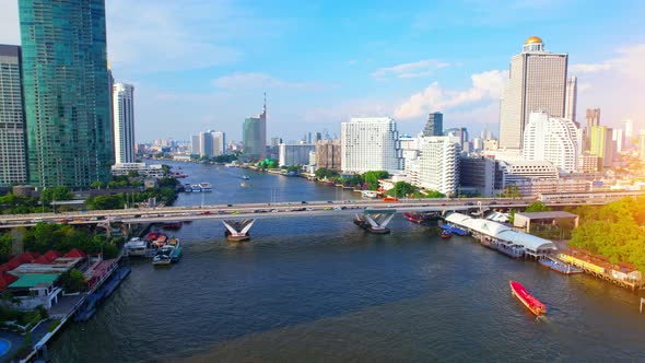 4K UHD : Bangkok thailand aerial city view drone footage over the city