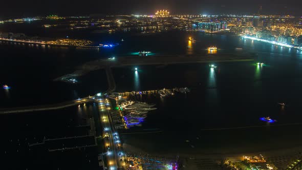 Dubai Palm Island Night Illumination