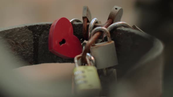 Love locks in the street