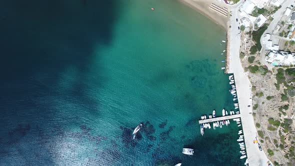 Village of Platis on the island of Sifnos in the Cyclades in Greece from the sky