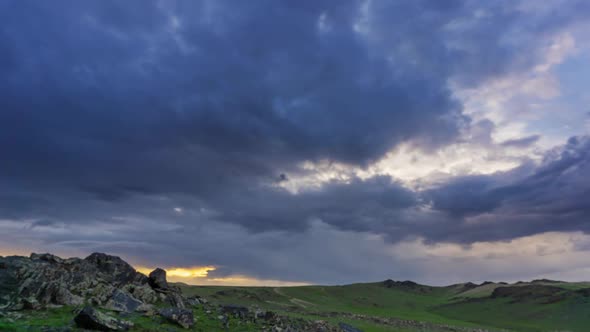 Timelapse with Dramatic Sunset in Mongolia