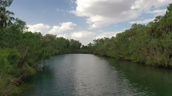 Mataranka Falls, Elsey National Park, Northern Territory, Australia 4K Aerial Drone