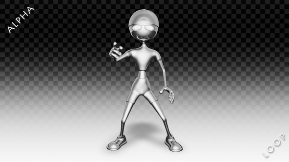 3D Silver Man - Cartoon Hello Dance