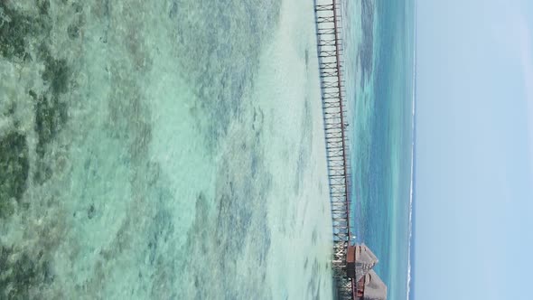 Zanzibar Tanzania  Vertical Video House on Stilts in the Ocean on the Coast Slow Motion