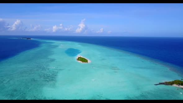 Aerial view abstract of relaxing seashore beach vacation by clear lagoon and bright sand background 