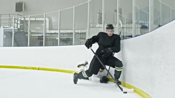 Hockey Player Bordering Opponent