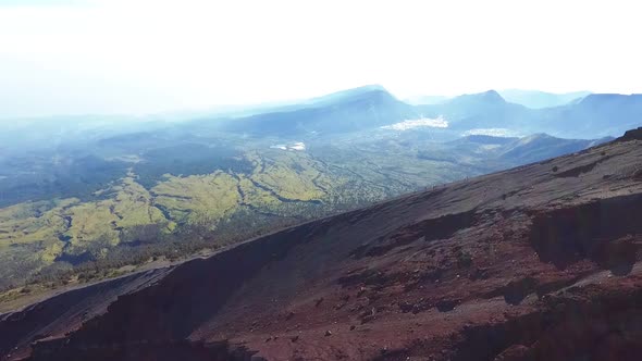 Climbers Reaching Summit of Rinjani Mountain at Sunrise in Lombok Indonesia