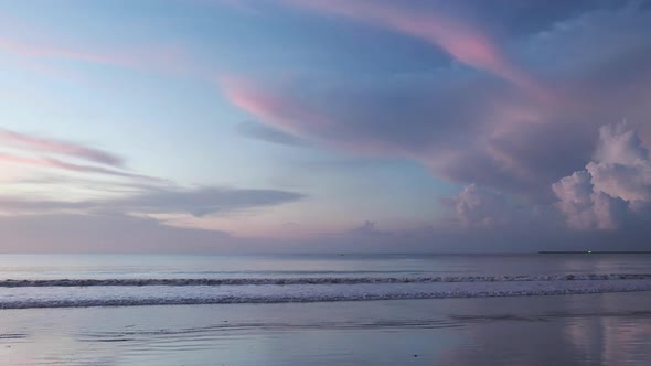 Beautiful Sunset at the Beach, Amazing Colors, Light Beam Shining Through the Cloudscape