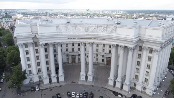 Ministry of Foreign Affairs of Ukraine. Aerial View. Slow Motion