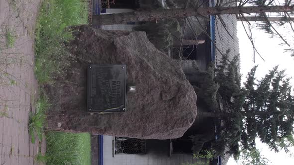 Vertical Video of a Destroyed Police Station During the War in Ukraine