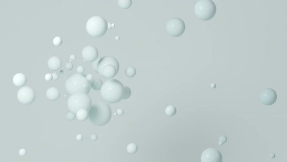 3D Render Animation with White Spheres That Explode and Come Together Again