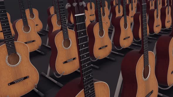 A Lot Of Acoustic Guitars In A Row 4k