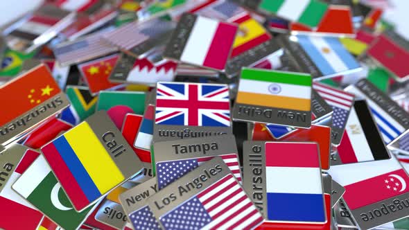 Souvenir Magnet or Badge with Katowice Text and National Flag alt