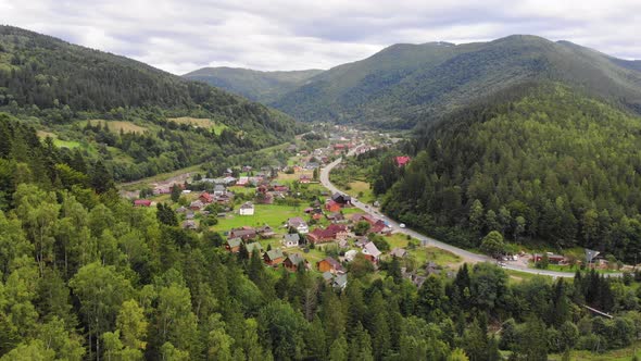 Beautiful Village in the Mountains From a Height