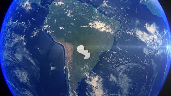 Realistic Earth Zoom Highlight Country Paraguay