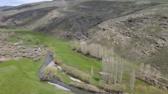 aerial nature spring mountains