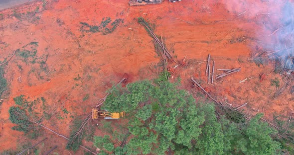 Dozer Used to Clear Land Deforested Before Construction for Development of New Subdivisions