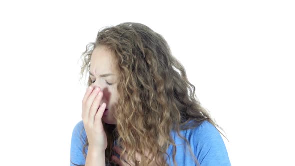 Coughing, Sick Woman Suffering From Cough