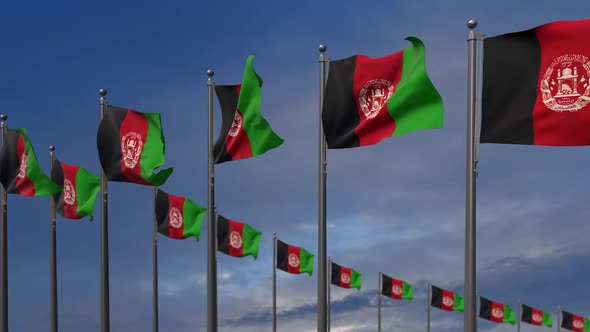 The Afghanistan Flags Waving In The Wind  - 2K