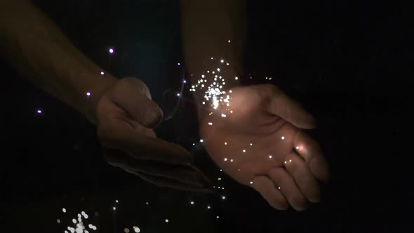 Sparkler coming out of hands, Slow Motion