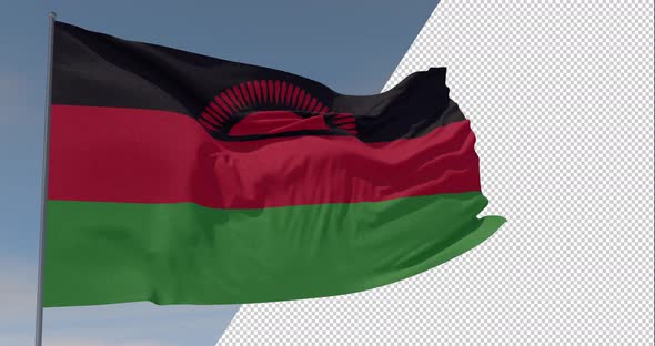flag Malawi patriotism national freedom, seamless loop, alpha channel