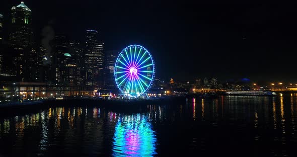 Seattle Washington USA Fishermans Wharf Waterfront Night Landscape