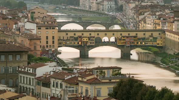 Time Lapse of Florence Ponte Vecchio Bridge Italy