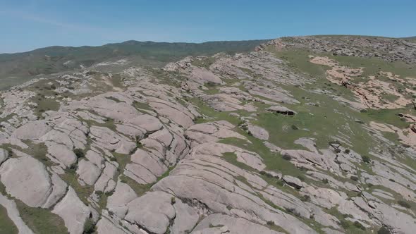 Amazing aerial view of ancient town Uplistsikhe in Georgia