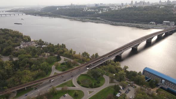 The Main River of Ukraine - Dnipro Near Kyiv. Slow Motion