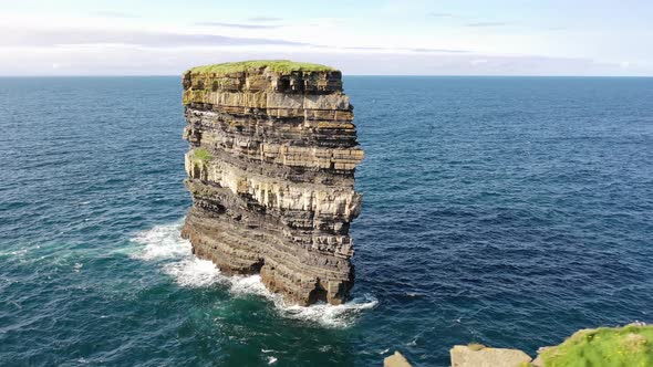 Aerial View of the Dun Briste Sea Stick at Downpatrick Head County Mayo  Republic of Ireland