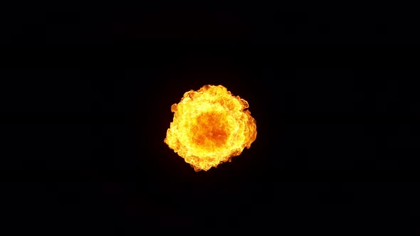 Super Slow Motion Shot of Fireball Explosion Towards the Camera Isolated on Black at 1000Fps