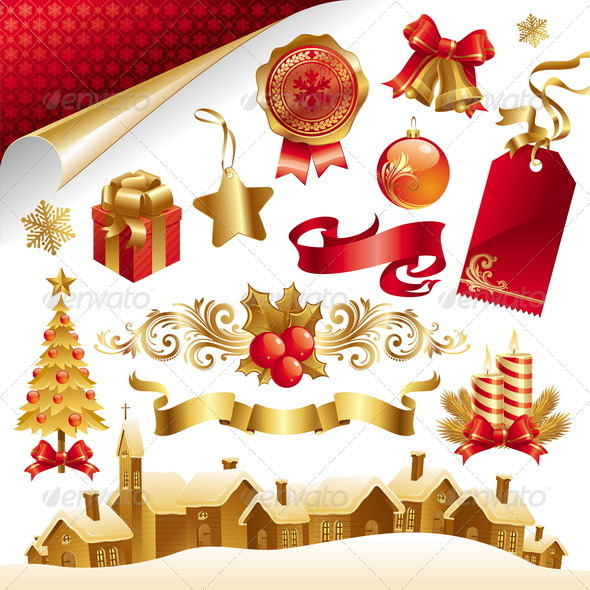 Vector Set With Christmas Symbols And Objects