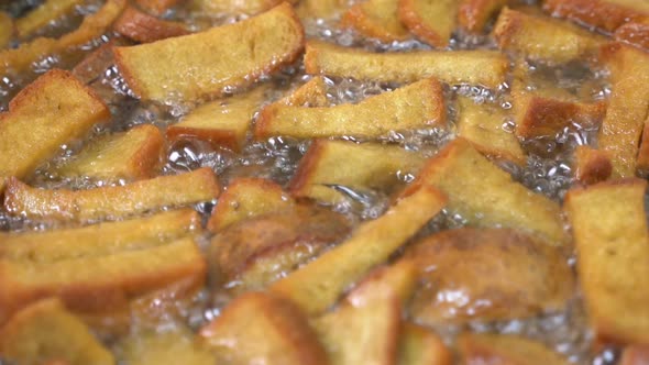 Deep-fried Crackers. Toasting Bread in Butter