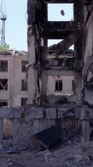 Vertical Video of War in Ukraine  Destroyed House