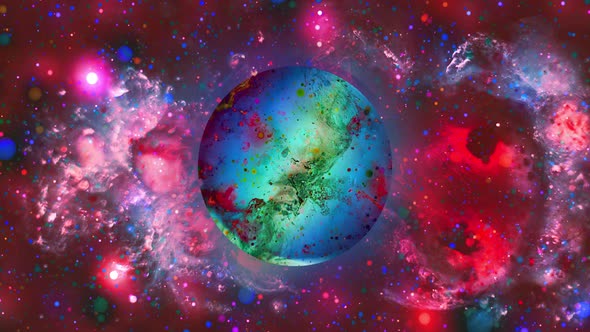 Animation Star Space Sky Galaxy Colorful Flowing Globe Rotate Background