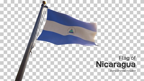 Nicaragua Flag on a Flagpole with Alpha-Channel