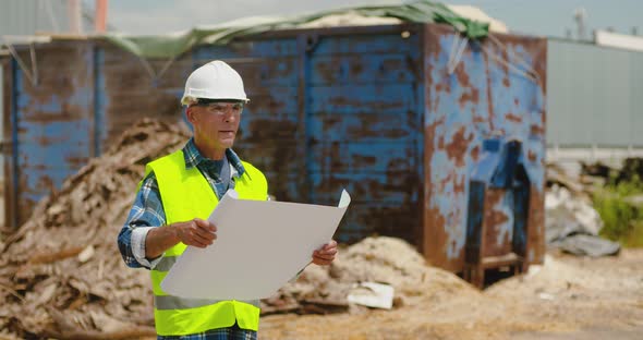 Confident Mature Male Engineer Analyzing Blueprint