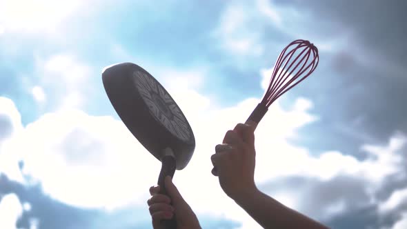 Man Hitting Saucepan in Protest