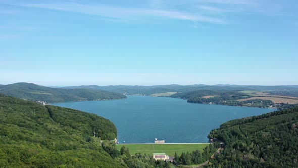 Aerial view of Velka Domasa water reservoir in Slovakia