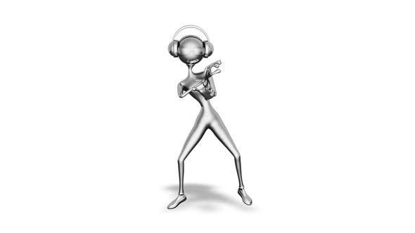 3D Silver Woman Dance  Looped on White